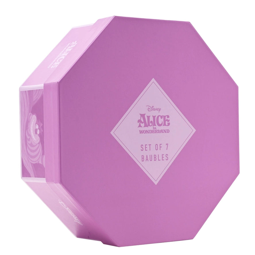 Disney Weihnachtsbaumkugeln, 7 Stück, Motiv Alice im Wunderland