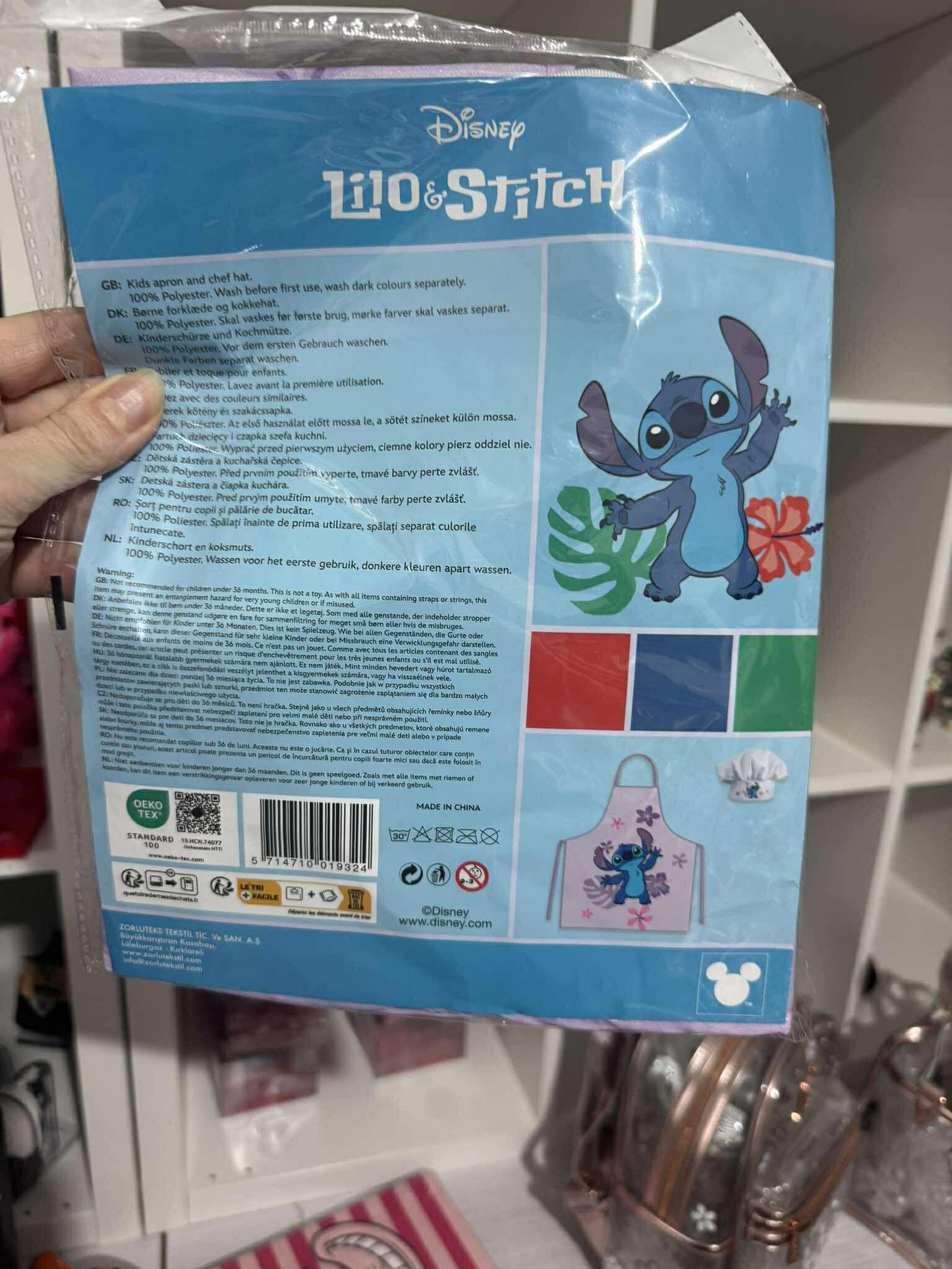 Stitch Kinderschürze und Kochmütze