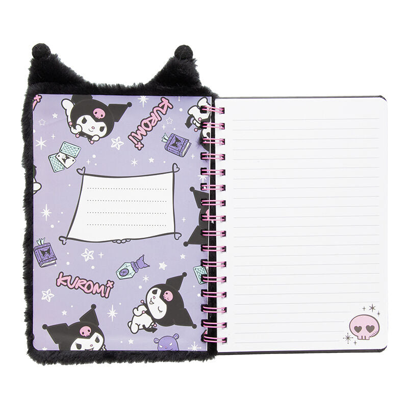 Kuromi Hello Kitty Flauschiges Notizbuch im A5-Format