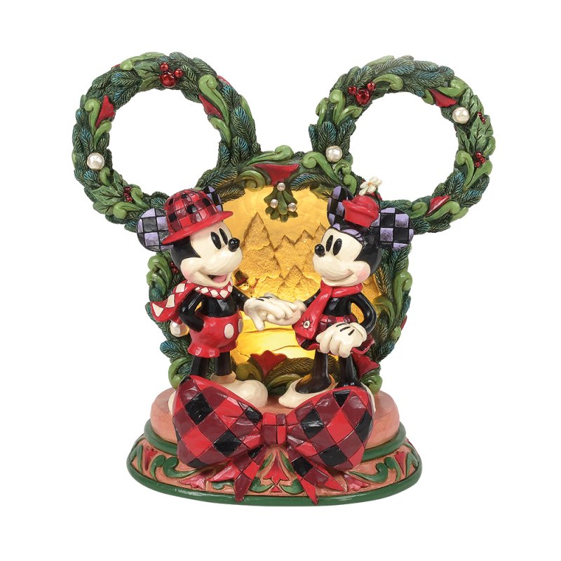 Disney Traditions / Jim Shore Figur - Mickey & Minnie LED Diorama "Magical Winter Moments