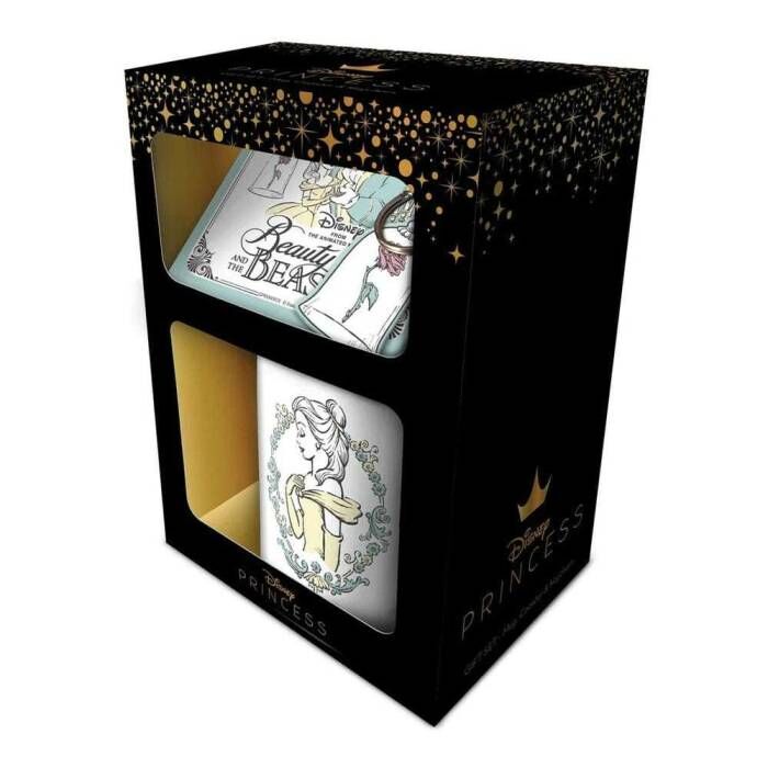 Disney Die Schöne und das Biest Tasse + Schlüsselanhänger + Untersetzer-Set